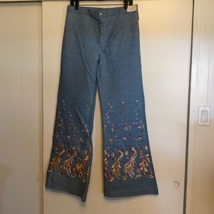 NWT Vintage Peacock Embroidered Bell Bottom Jeans